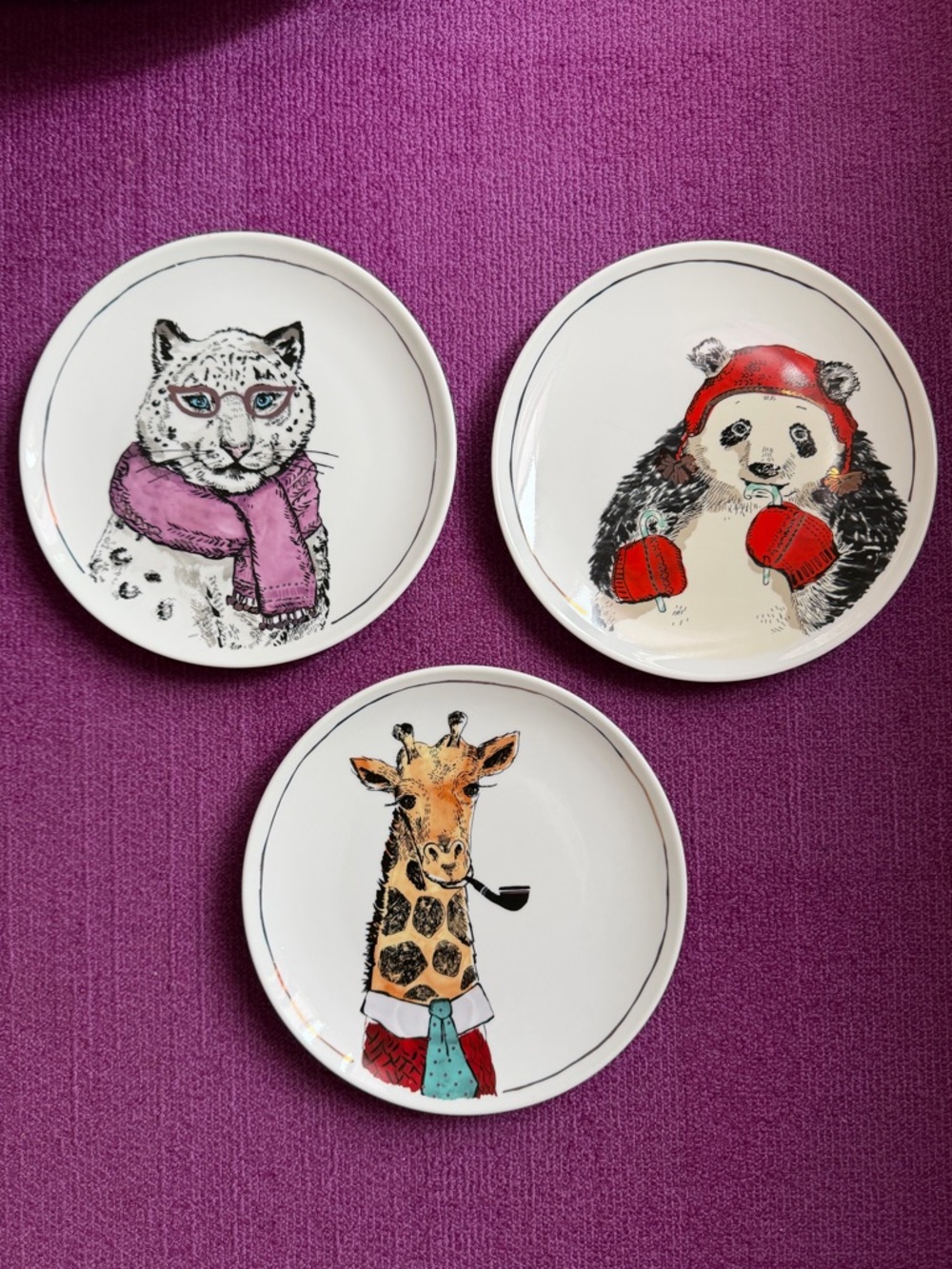 The Cellar Macy's Exclusive Holiday Plates: Snow Leopard, Giraffe & Panda
